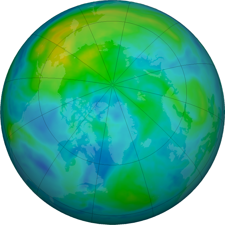 Arctic ozone map for 14 October 2025